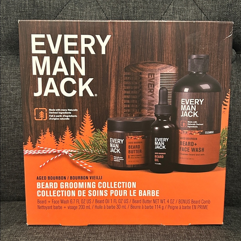 NEW 🆕 Every Man Jack Beard Grooming Gift Set Aged Bourbon natural ingredients
